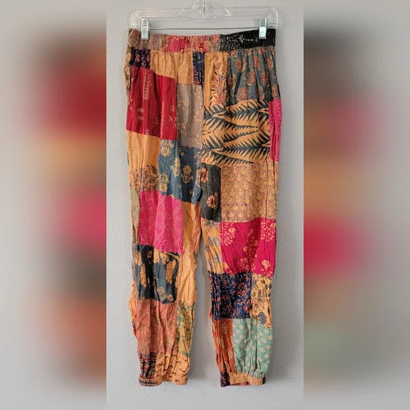 Earthbound Trading Co. Patchwork Pants Size M 100% Cotton Boho Hippie Festival - Picture 2 of 8